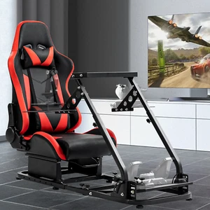 Hottoby Flight Simulator Cockpit with Red Seat Fits Logitech Thrustmaster Saitek - Picture 1 of 6