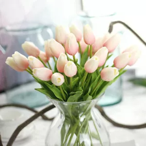 Artificial PU Tulip Flowers Fake Flower Bouquet Real Touch Home Party Decor - Imagen 1 de 21