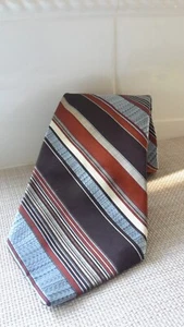 Vintage Brittania Tie Necktie Red/Blue/Gray Diagonal Stripe Print 100%Polyester - Picture 1 of 9