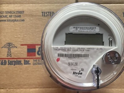 ITRON, WATTHOUR METER KWH, CP1STR3, FM16S, 4W, 7 LUG, Y/D, 200A, 120-480V, SMART - Image 1 of 4