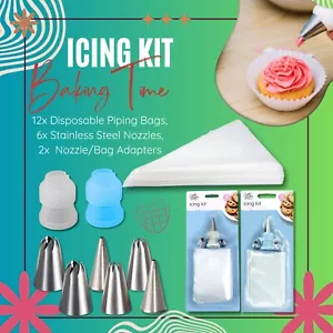 Cake Decorating Kit-Buttercream Frosting Bags, Icing Nozzles, Piping Bag Coupler - Picture 1 of 22