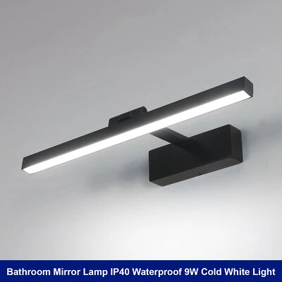 TOOLIGHT Modern LED Wall Lamp Mirror Light Bathroom IP40 Black 240°Adjustable 6500K Cold