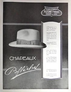 PUBLICITÉ DE PRESSE 1928 CHAPEAUX DE LUXE B.FLÉCHET L'ÉLÉGANCE ET LE GOÛT - Picture 1 of 1