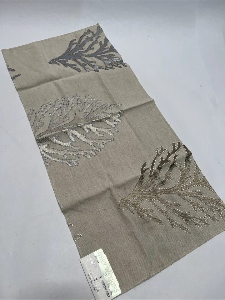 Grey Watkins Embroidery Fabric Sample 12” x 26” Coral Reef GW000427204 - Image 1 of 4