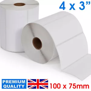 Large Plain White Sticky Self Adhesive Postage Parcel Labels 100 x 75mm. 4 X 3" - Picture 1 of 11