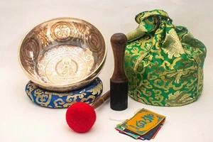 10 inches Vairochana carved Tibetan singing bowl -Sound healing bowl-Zen Bowl - Picture 1 of 6