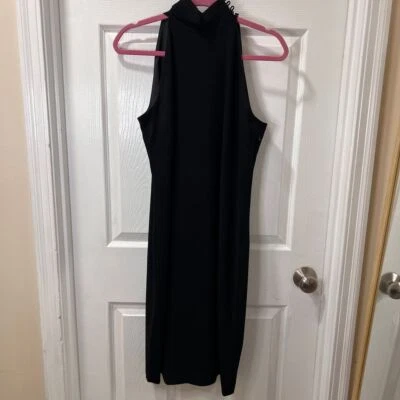 Lauren Ralph Lauren Black Sleeveless Mock Neck Midi Dress Evening Wear SZ-10 - Image 1 of 4