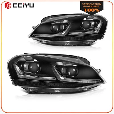 Full LED DRL Headlights For 2015-2017 Volkswagen Golf MK7 w/Sequentia Lamps Pair - Image 1 of 4