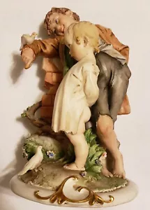 Vintage G. CaPPe 2 Jungen & Vögel Kunstwerke Italien Figur 99039 CHIPPED - Bild 1 von 9