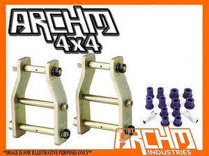 HOLDEN JACKAROO 86-91 EXTENDED GREASABLE ANTI-INVERSION SHACKLES & BUSHES - Imagen 1 de 1