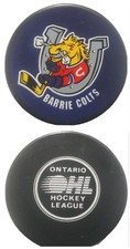 BARRIE COLTS OHL OFFICIAL GAME PUCK VEGUM MFG. MADE IN SLOVAKIA 🇸🇰