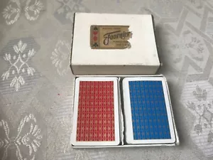 VINTAGE FOURNIER PLASTIC COATED PLAYING CARDS 2 PACK BLUE & RED BACKED COMPLETE - Foto 1 di 2