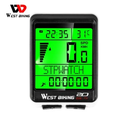 WEST BIKING Wireless Bike Computer Waterproof LCD Bicycle Speedometer Odometer - Image 1 of 4
