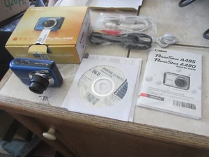 Canon PowerShot A495 10.0MP Digital Camera-Blue Working Box Cables Strap 8GB SD - Picture 1 of 8