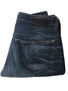 Men G-Star 3301 Stress Dark Blue Button Fly Denim Jeans - sz 34/28 - Picture 1 of 10