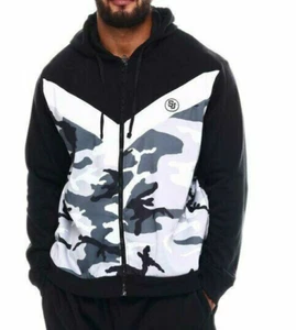 SEAN JOHN Black & White Camo Full Zip Hooded Hoodie Sweatshirt NEW 3X 3XB - Picture 1 of 1