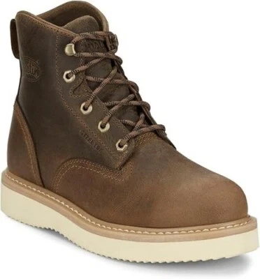 JUSTIN BOOTS JUSTIN Men's MAXWELL PEANUT TAN WATER BUFFALO Work Boots Steel Toe Style # 0W709