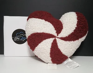 NEW RARE Pottery Barn Peppermint Swirl Heart Shaped Pillow Christmas NWT - Picture 1 of 4