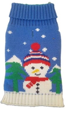 Christmas Winter Holiday Dog Pet Sweater Size X-Small Snowman Blue NEW - Image 1 of 4