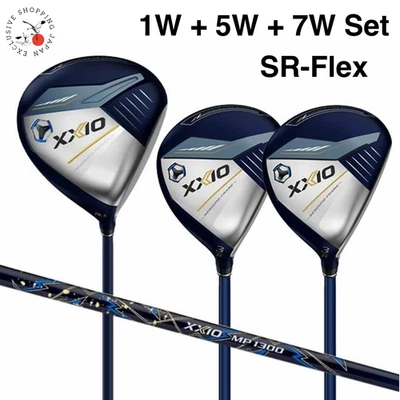 Dunlop XXIO 13 Navy Driver Fairway 1W/5W/7W Wood 3pcs SR Set MP1300 Japan Model - Image 1 of 4
