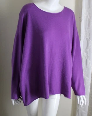 Suéter cuello redondo 100 % cachemir as is Eskandar O/S llamativo púrpura magenta 27" Foto 1 de 4