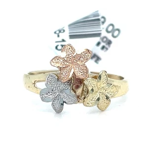 14K Tri Color Gold Women’s Flowers Ring 2.10g Size 7 - Picture 1 of 3