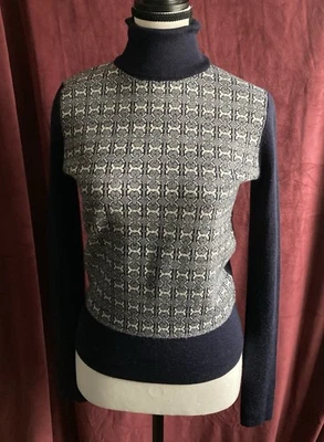 Suéter Pullover Cuello Alto Tory Burch Púrpura Azul Marino Lana Mezcla Alpaca Talla XS Foto 1 de 4