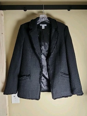 Jaqueta social elegante preta manga longa H&M com 2 bolsos tamanho 6 - Imagem 1 de 4