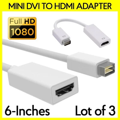 3 PCS Mini DVI to HDMI Adapter Video Cable Connector Converter for iMac Macbook - Image 1 of 4