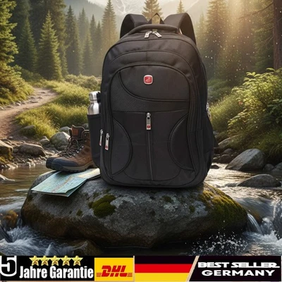 Herren Rucksack Wasserdicht Sport Arbeit Freizeit Schulrucksack Tasche Schwarz - Bild 1 von 4