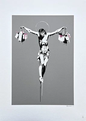 BANKSY - Cristo con bolsas de compras - numerado 22/150, 50x70 cm (19,7x27,6 pulgadas) Foto 1 de 4