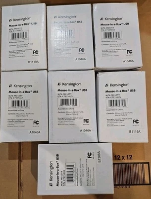 Lot Of 7 New Kensington K72356US Mouse-in-a-Box Optical Mouse Scroll Wheel USB - Image 1 of 4
