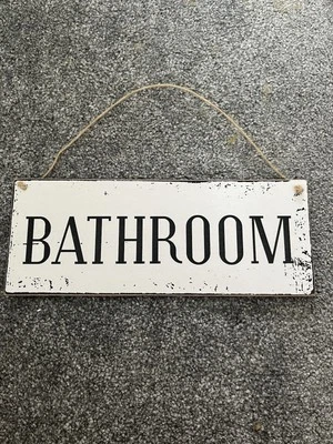 “Bathroom” White and Black Chalkboard Sign, Very Good Condition - Image 1 of 4