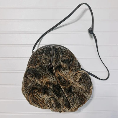 Vintage Brown Paisley Crossbody Purse Bag | Annie of California - Image 1 of 4