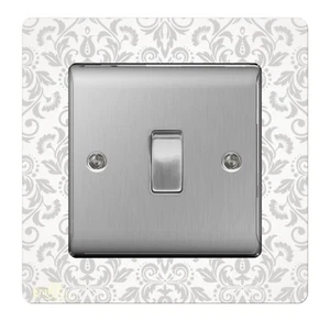 Interruptor de luz simple/enchufe placa de dedo acrílico envolvente Damasco sr32 - Imagen 1 de 1