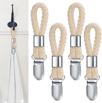 LJAPPLIED Handtuch Halter Clip Klammer Aufhänger Haken mit Schlaufe  4 Stück - Bild 1 von 4