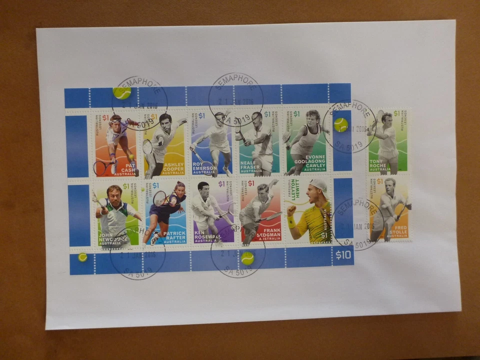 Australia 2016 Australian Legends of Singles Tennis Mini Sheet First Day Cover — 第 1/1 张图片