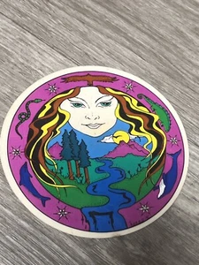 VTG Hanna ‘91 Lady Overlooking Garden Grateful Dead Earth Decal Round Sticker - Picture 1 of 2