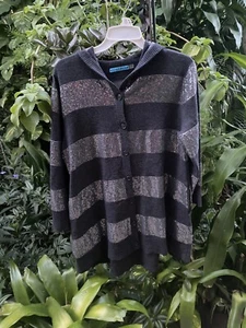 ALICE + OLIVIA Sequin wool hooded sweater button front grey XS - Picture 1 of 12