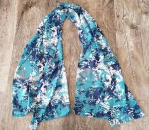 LIFE IS GOOD Teal Blue Multicolored Lightweight SCARF Shawl Head Wrap - Picture 1 of 4