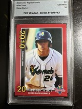 2010 Cedar Rapids Kernels Mike Trout #2 TCC Graded Gem Mint 10
