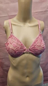 Vintage Lily of France UNDERWIRE  Bra 36B COLOR PINK EMBROIDERED  FRONT CLOSURE  - Picture 1 of 6