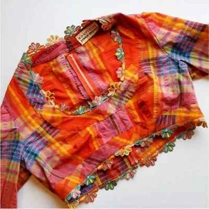 Donald Brooks Vintage 60er Hippie bunte Madras kariert Retro Crop Top 12 - Bild 1 von 6