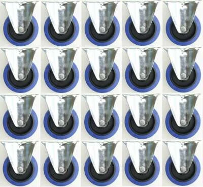20 Stück SL 100 mm Gummirollen Blue Wheel Bockrollen Schwerlast Transportrollen - Bild 1 von 4