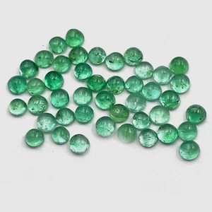 Natural Colombian Emerald Round Cabochon Gemstone Lot 32 Pcs 2.50 MM 2.30 CT - Picture 1 of 4