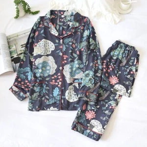 Nuevo conjunto de pijamas Magical Garden negro largo para dama y mujer ladpj291 - Imagen 1 de 10