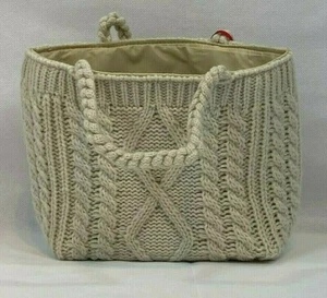 Mini Knit Classic Crochet Sweater Tote Bag, Knit Handles Color Beige  6X6X3" NWT - Picture 1 of 11
