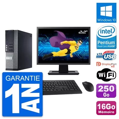 PC DELL 9020 SFF Schermo 22 " Pentium G3220 RAM 16Go Disco 250Go Windows 10 Wifi - Immagine 1 di 4