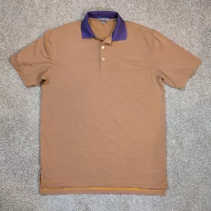 Polo Peter Millar golf estiva comoda arancione viola a righe uomo grande - Foto 1 di 11