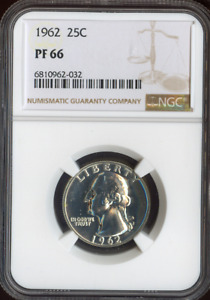 1962 Proof Washington Silver Quarter 25C NGC PF66 Quality
